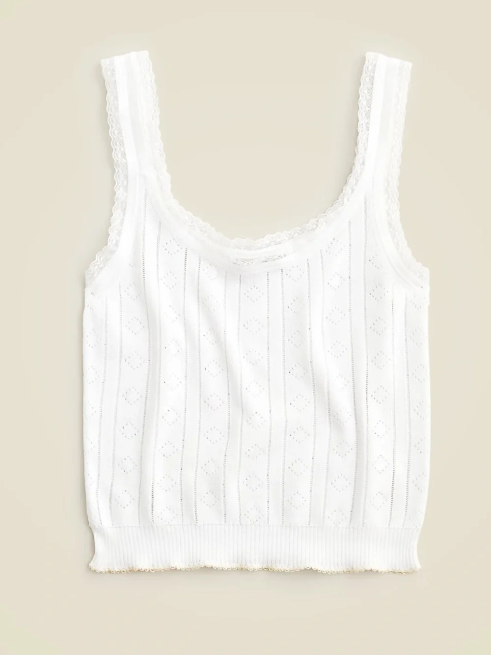 J Crew New Pointelle sweater-tank in premium ultrafine cotton lace trim white